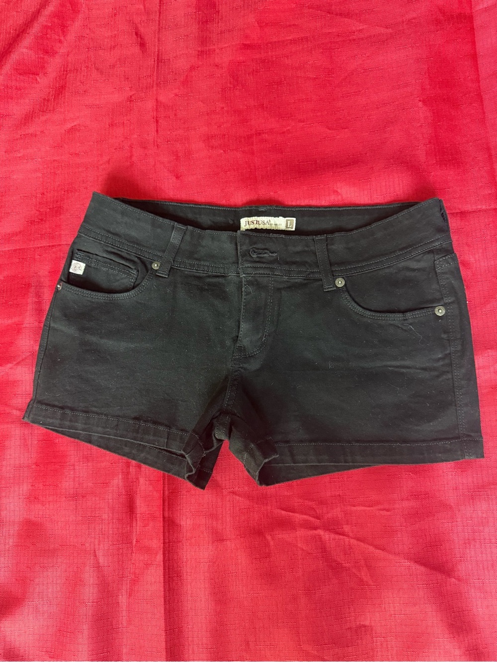 Just USA Black Low-Rise Denim Short Shorts